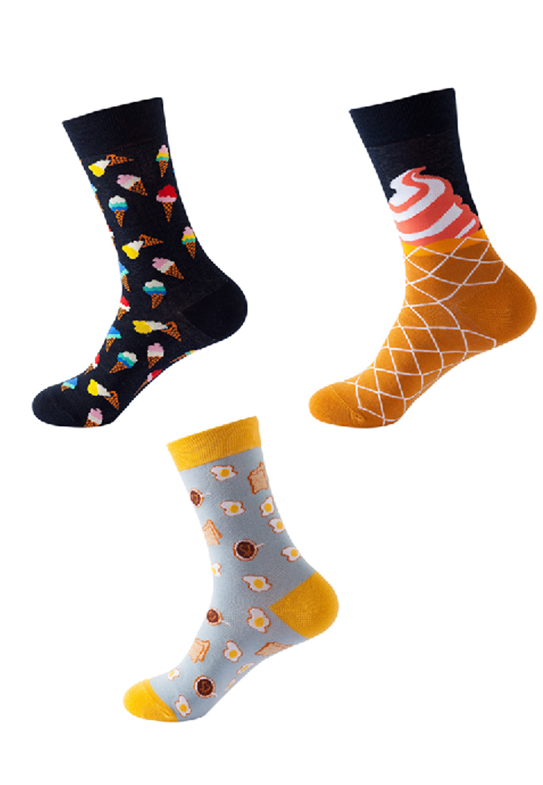 Kings Collection 3對一套條紋舒適襪子 (均碼) (HS202174-176)