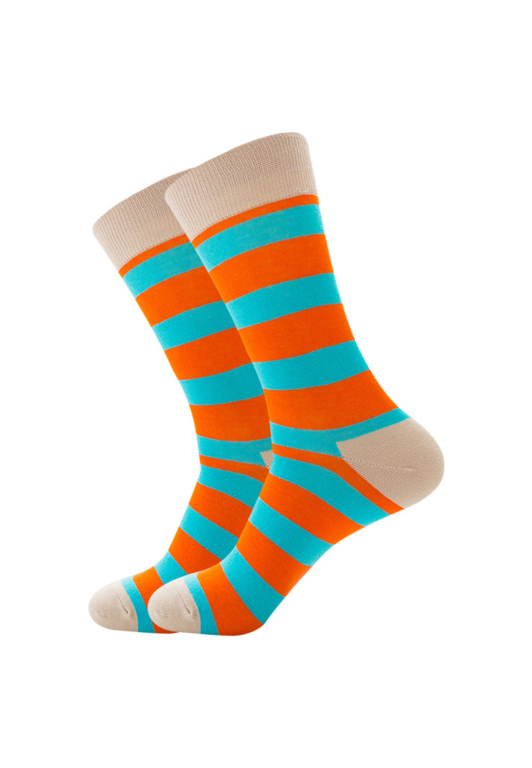 Kings Collection 卡其藍橙條紋舒適襪子 (歐碼39-歐碼45)
