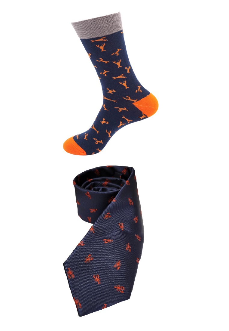 Kings Collection 龍蝦圖案襪子和男士領帶禮品套裝 (PHHS202389 & PHKCBT2234)