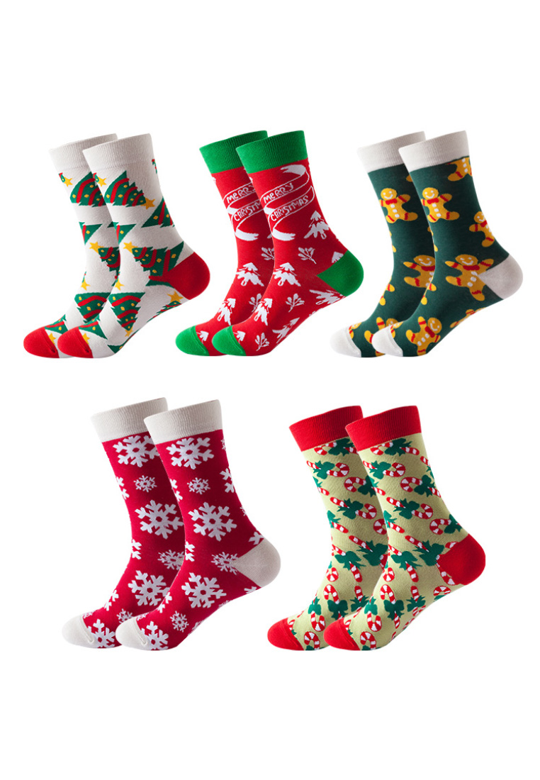 Kings Collection 5 件套聖誕主題圖案舒適襪子 (均碼) (HS202331-335)
