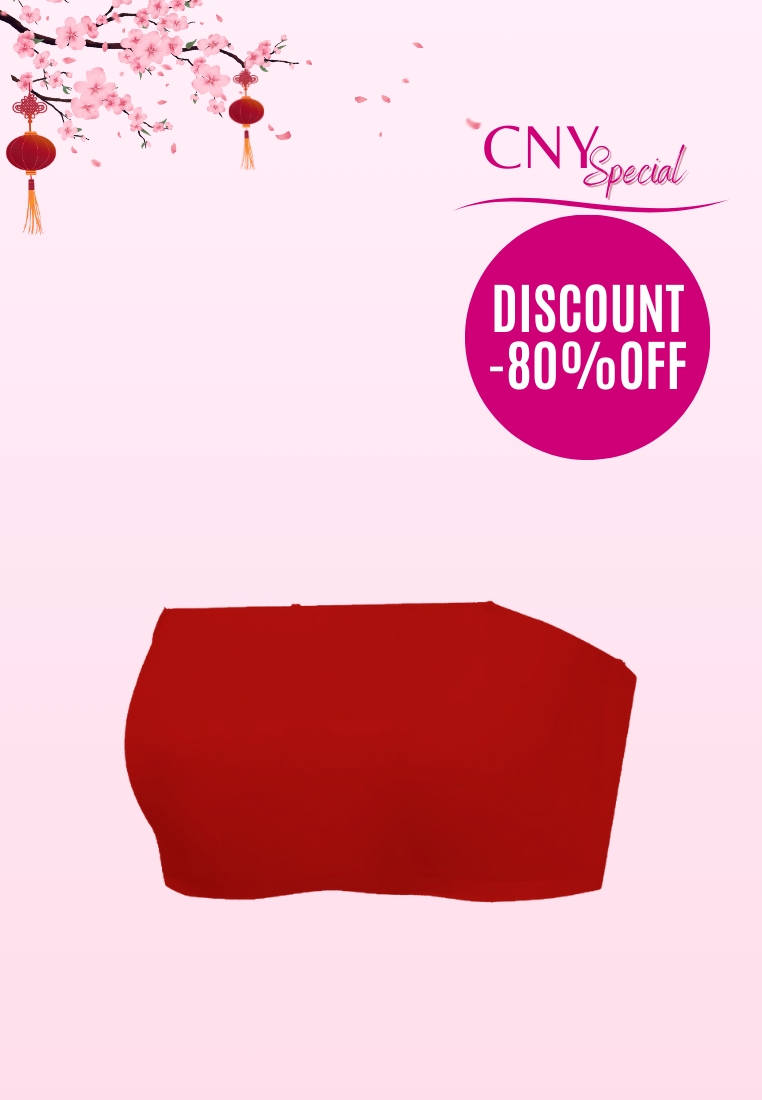 Kiss & Tell Premium Asher Strapless Non-Slip Ice Silk Bralette Top in Red