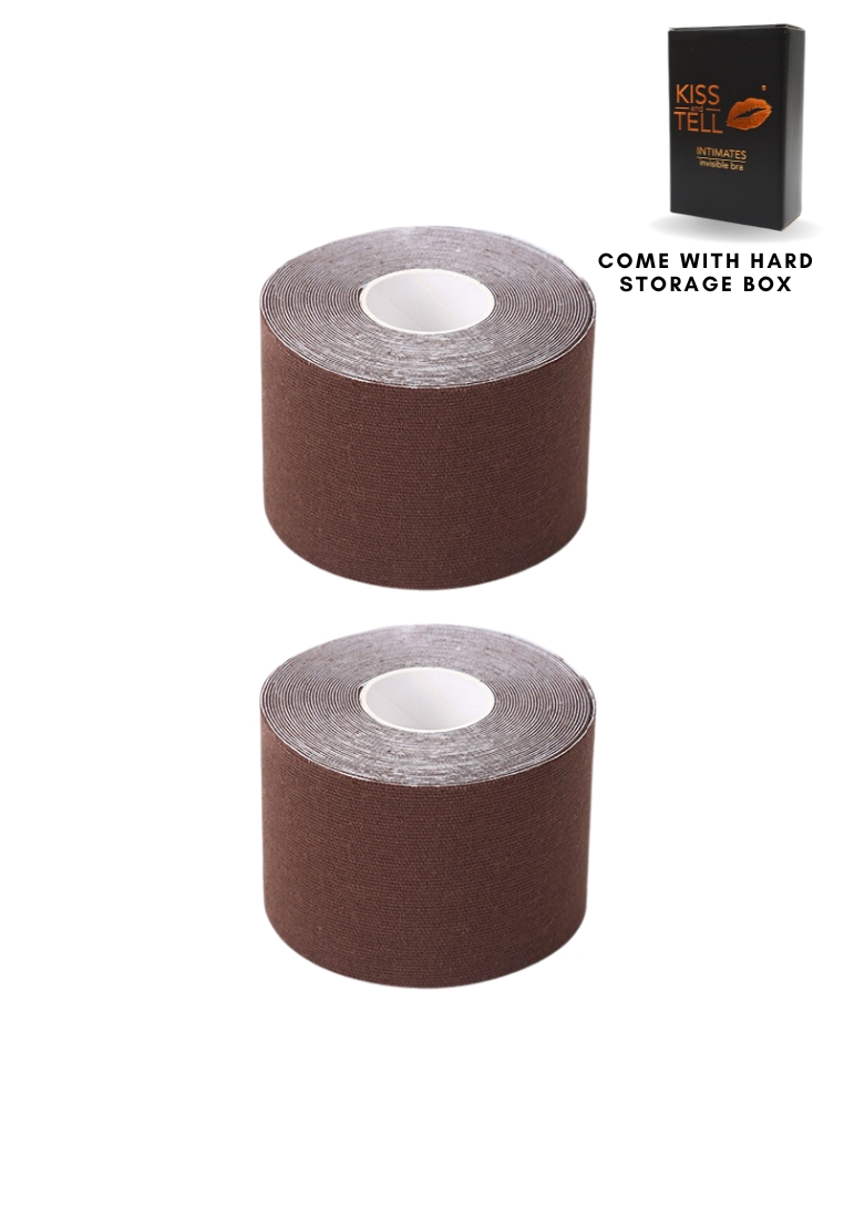 Kiss & Tell 2 Pack Premium 5cm Body Tape Invisible Breast Lifting and Sports Muscle Tape Roll Waterproof in Brown