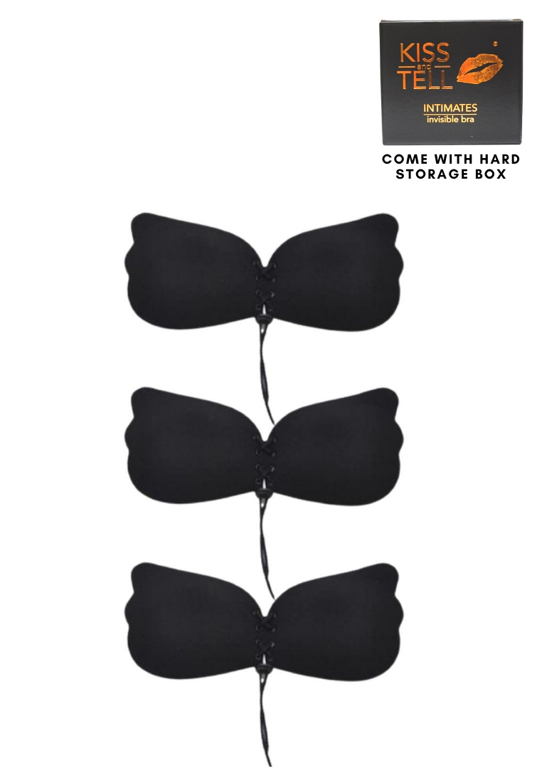 Kiss & Tell 3 Pack Amara Butterfly Push Up Nubra in Black Seamless Invisible Reusable Adhesive Stick on Wedding Bra 隱形聚攏胸