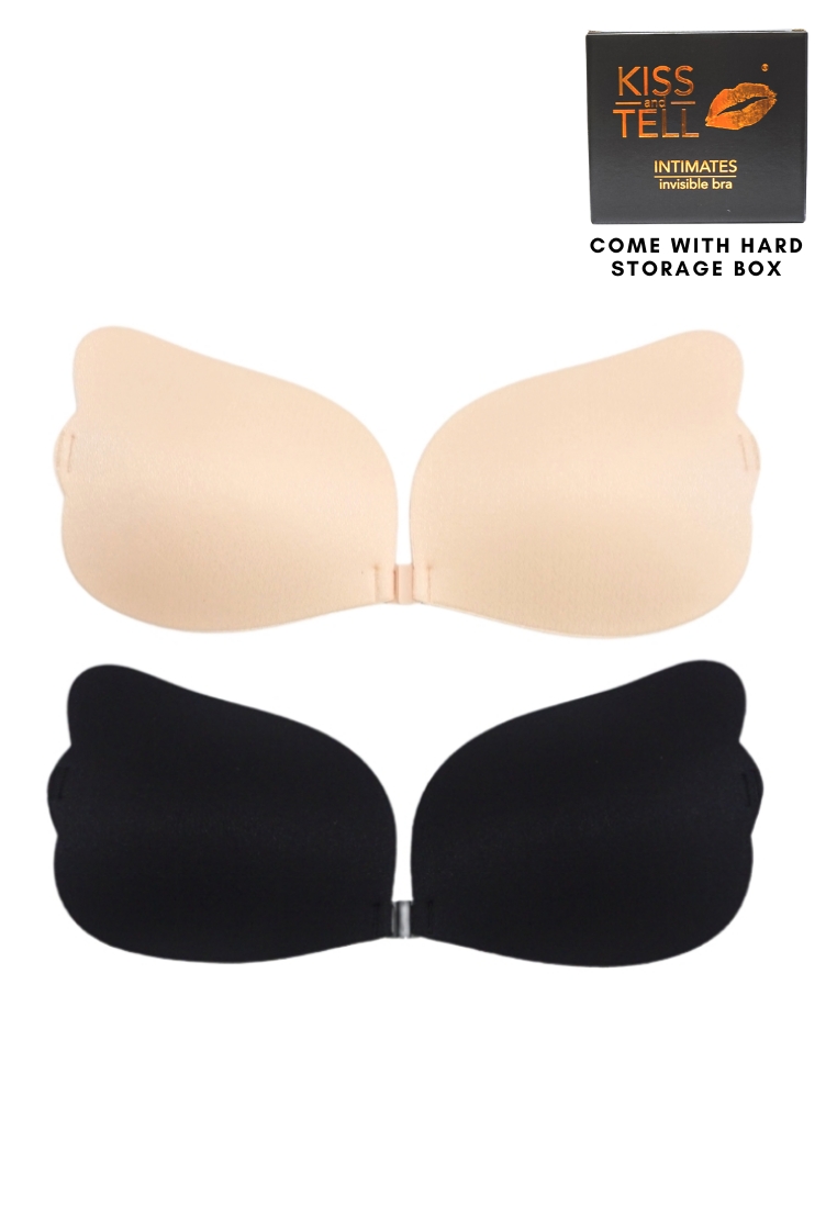 Kiss & Tell 2 Pack Angel Push Up Nubra in Nude and Black Seamless Invisible Reusable Adhesive Stick on Wedding Bra 隱形聚攏胸胸貼