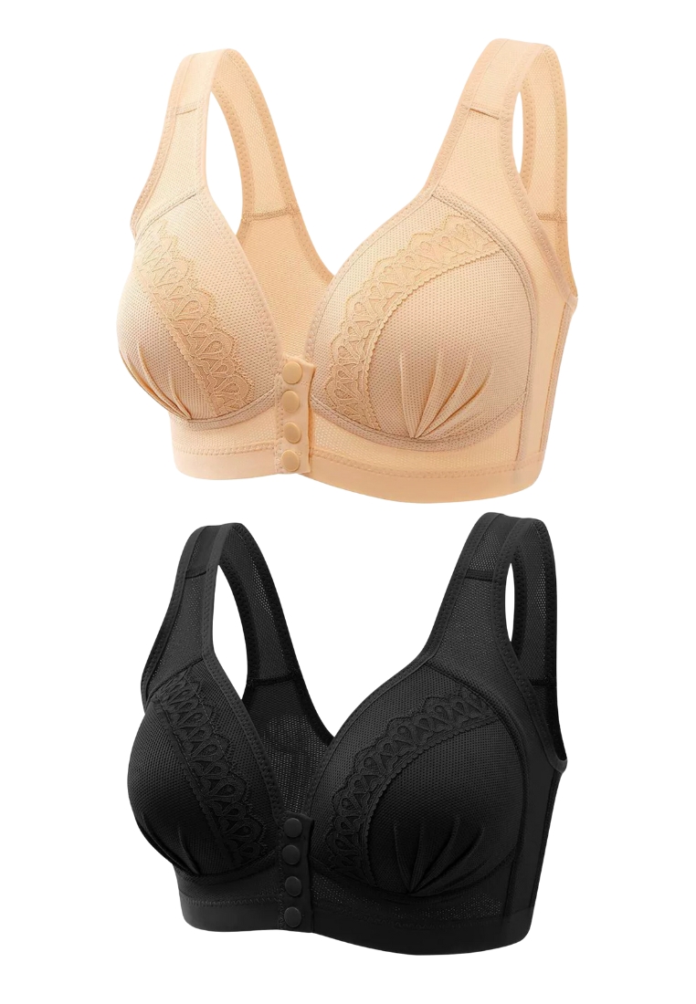 Kiss & Tell 2 Pack Premium Micah Seamless Push Up Lifting Supportive Wireless Bra in Nude and Black