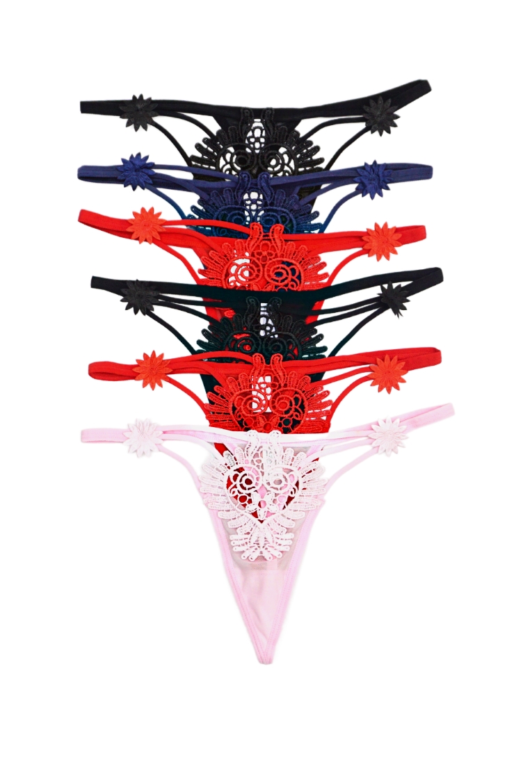 Kiss & Tell 6 Pack Karlie Sexy Lace G String Thong Panties Bundle B