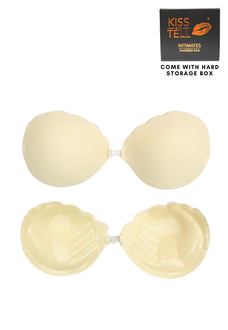 Kiss & Tell 2 Pack Scallop Thick Push Up Stick On Nubra in White Seamless Invisible Reusable Adhesive Stick on Wedding Bra 隱形聚攏胸