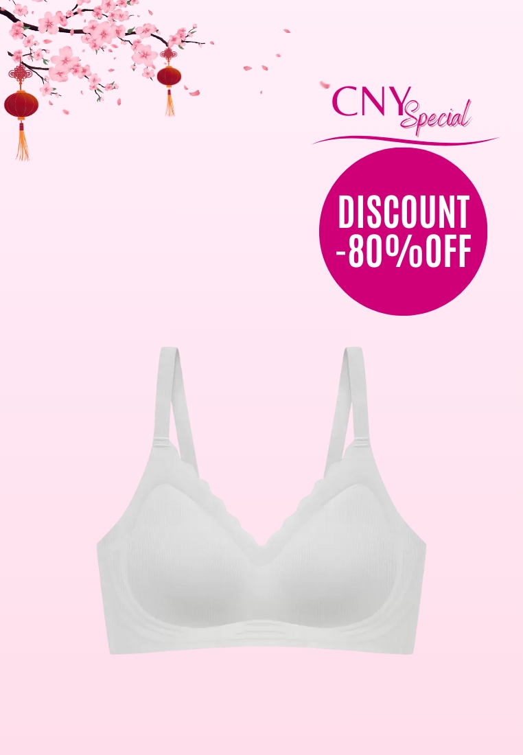 Kiss & Tell Delia Seamless Wireless Comfortable Push Up Support Bra in Grey