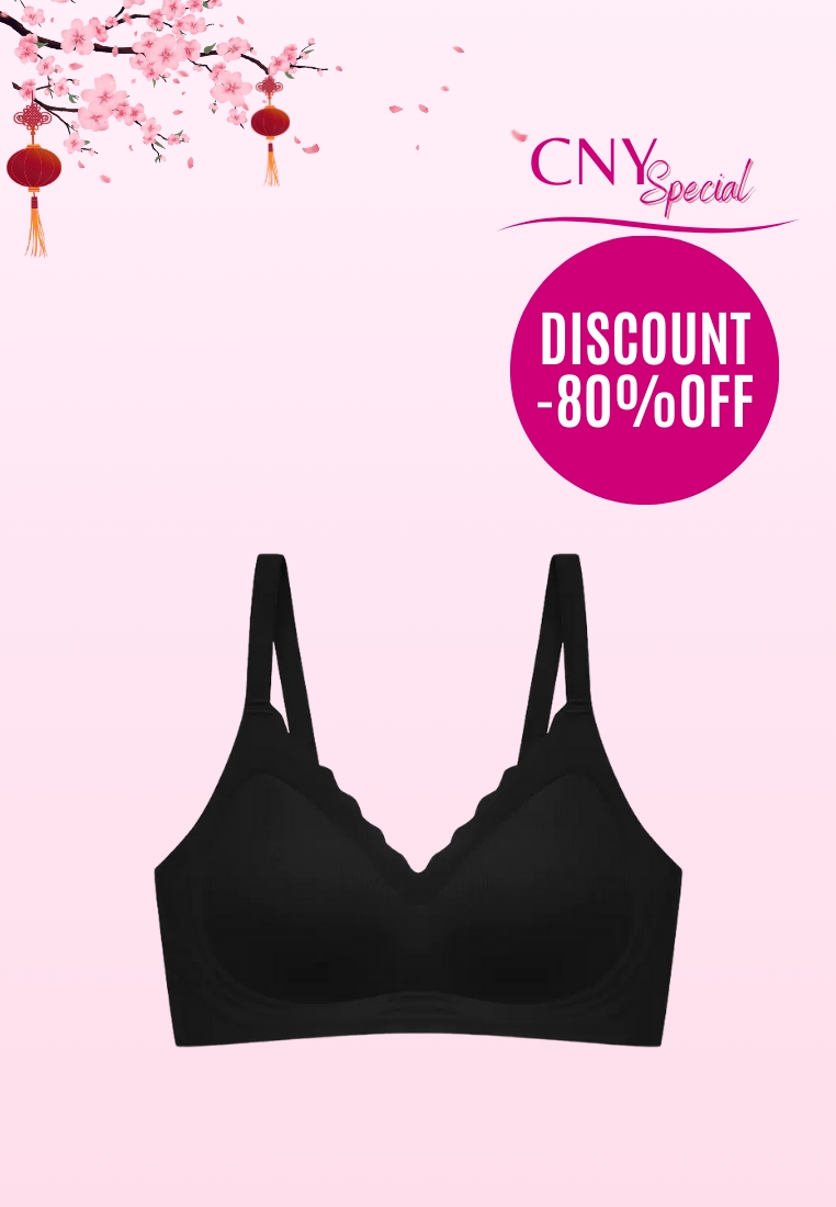Kiss & Tell Delia Seamless Wireless Comfortable Push Up Support Bra in Black