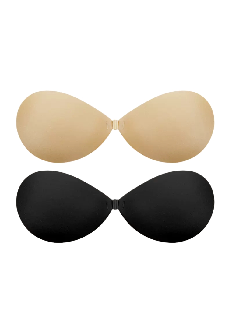 Kiss & Tell 2 Pack Seamless Bailey Strapless Seamless Nubra in Nude and Black Seamless Invisible Reusable Adhesive Stick on Wedding Bra 隱形聚攏胸