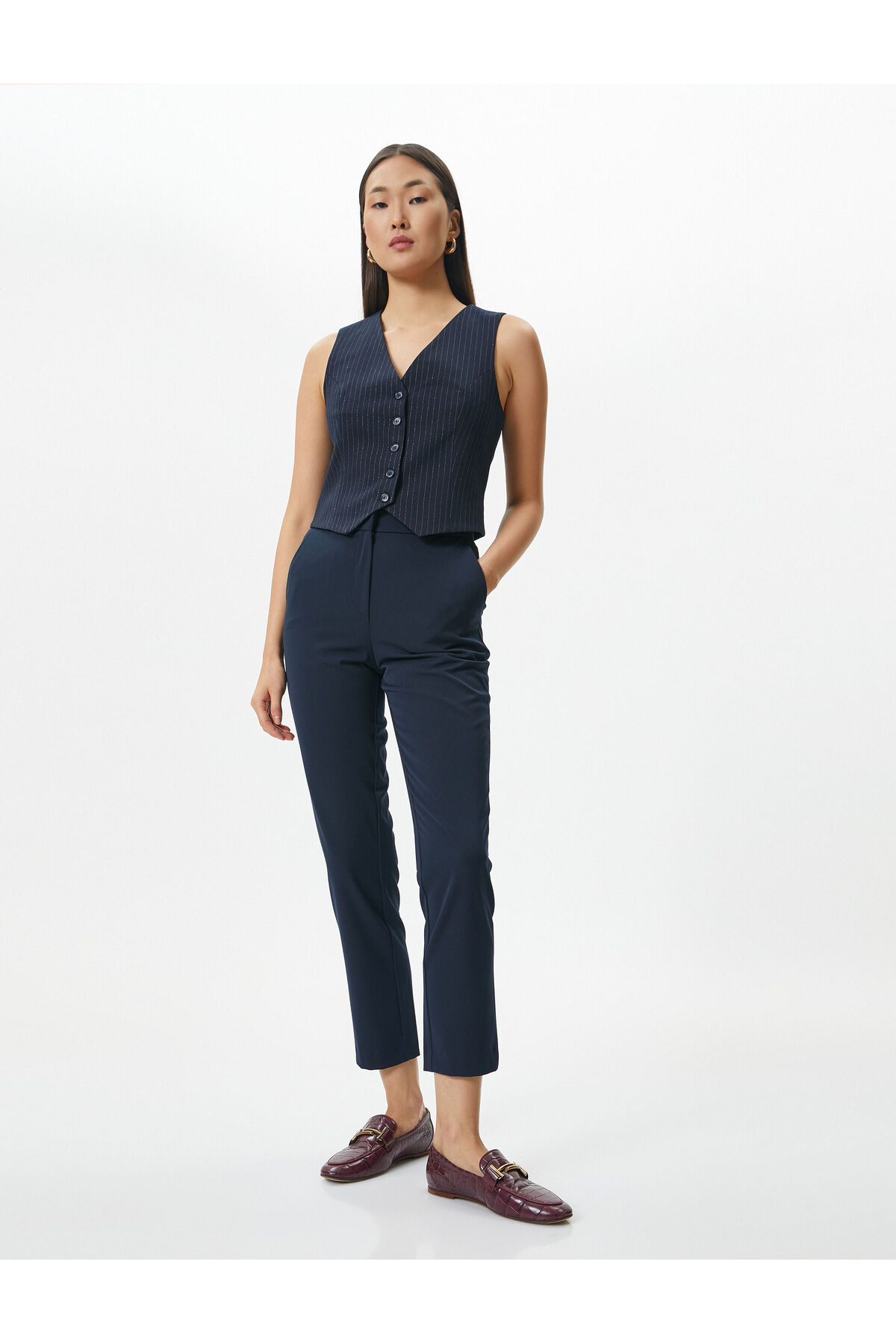 KOTON Fabric Cigarette Trousers High Waist with Pockets