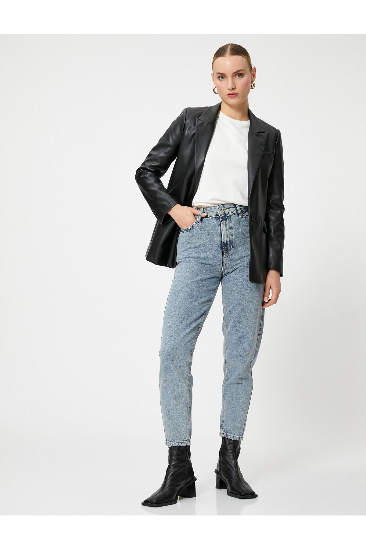 KOTON High Waist Straight Denim Crop Jeans Trousers - Lucy Jeans