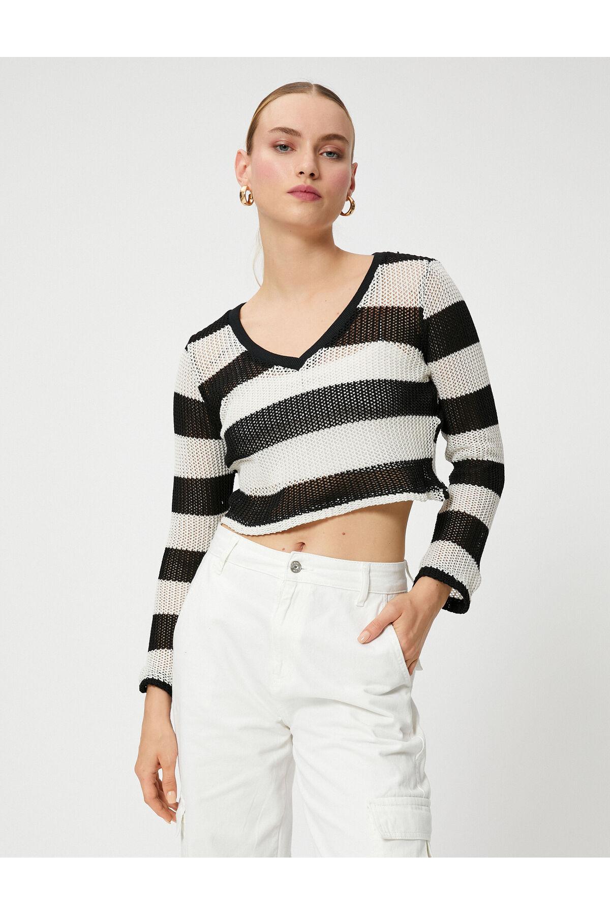 KOTON V-Neck Crop Sweater