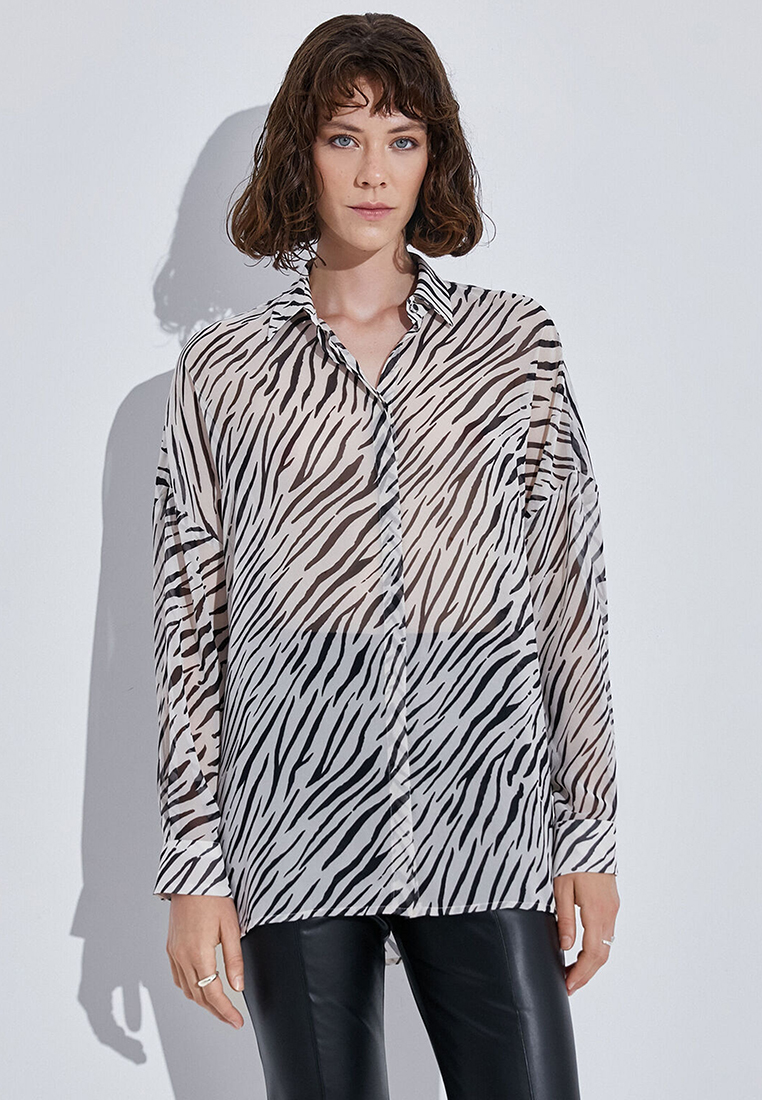 KOTON Zebra Patterned Chiffon Shirt