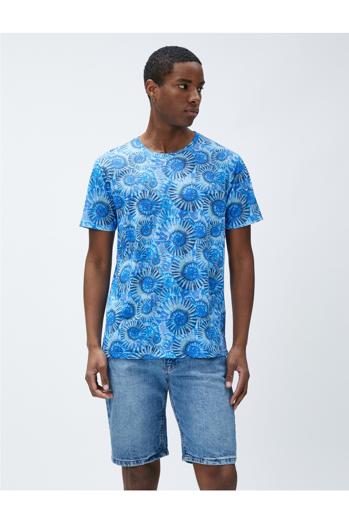 KOTON Geometric Print T-Shirt Slim Fit