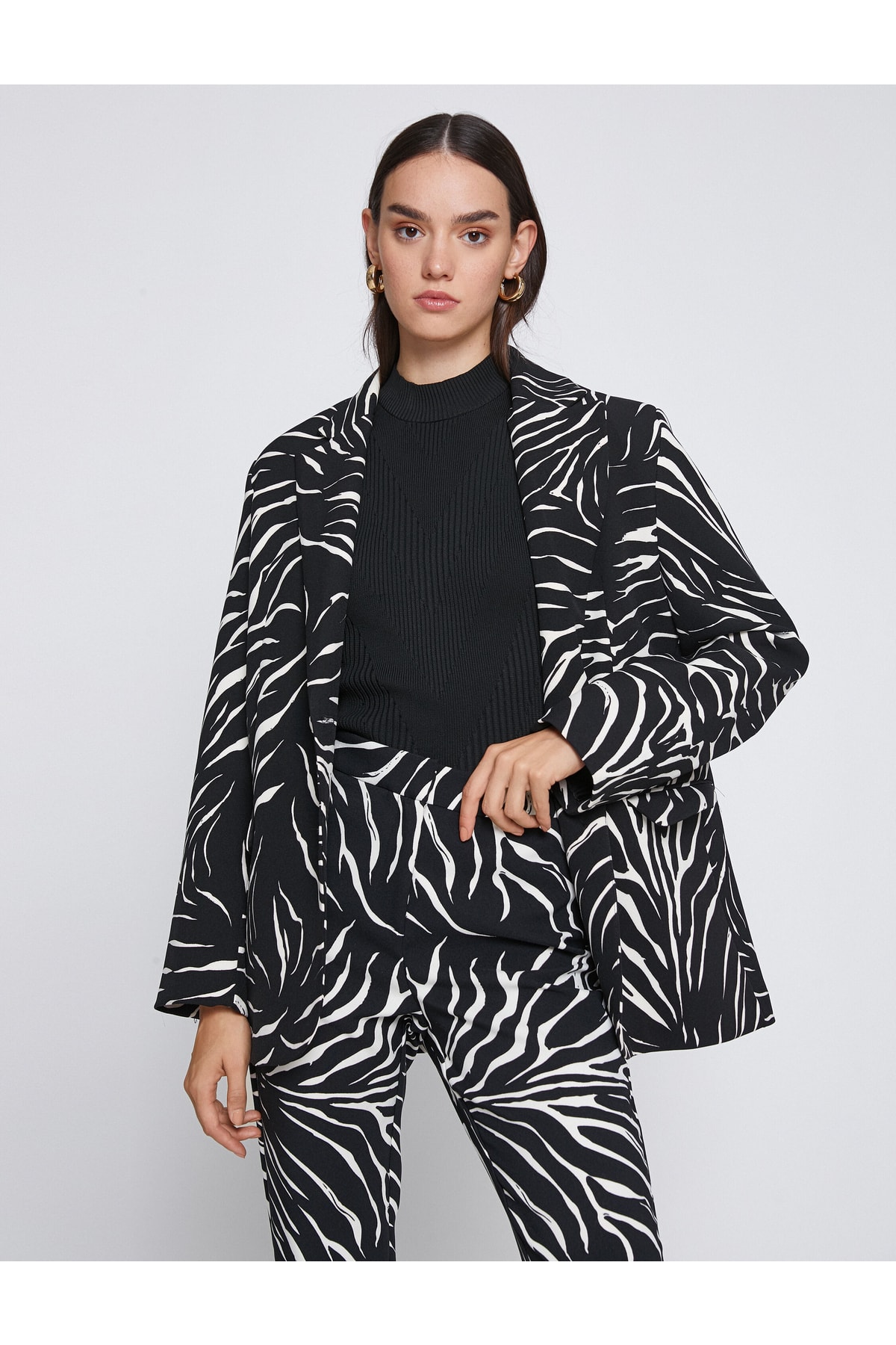 KOTON Zebra Patterned Blazer Jacket