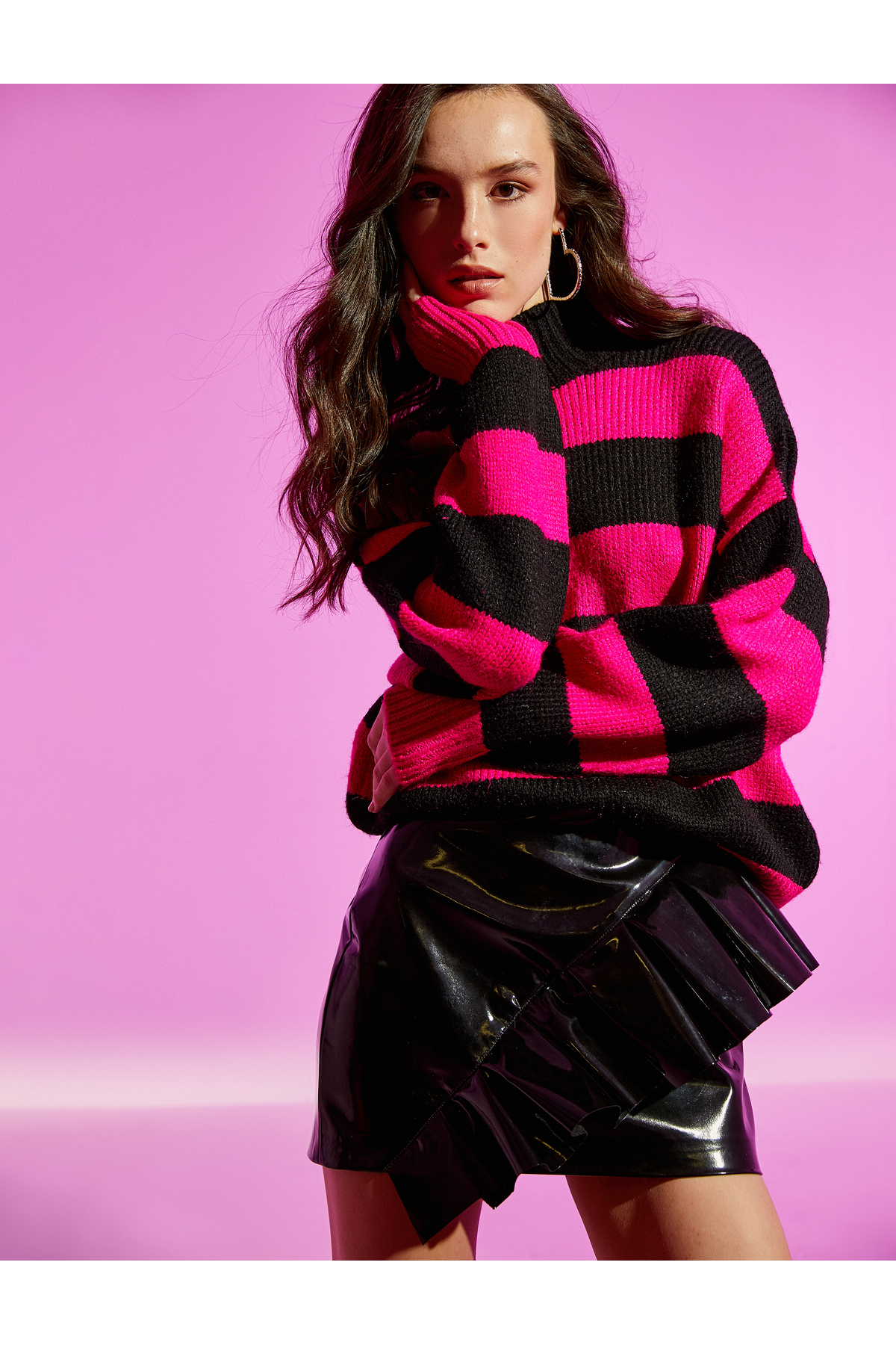 KOTON Rachel Araz X - Color Block Turtleneck Sweater