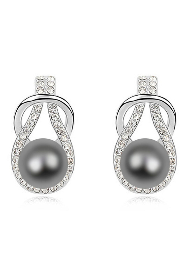 Krystal Couture ALPHA PEARLS Pearl Drop Earrings Tahitian Embellished with SWAROVSKI®Crystal Pearls