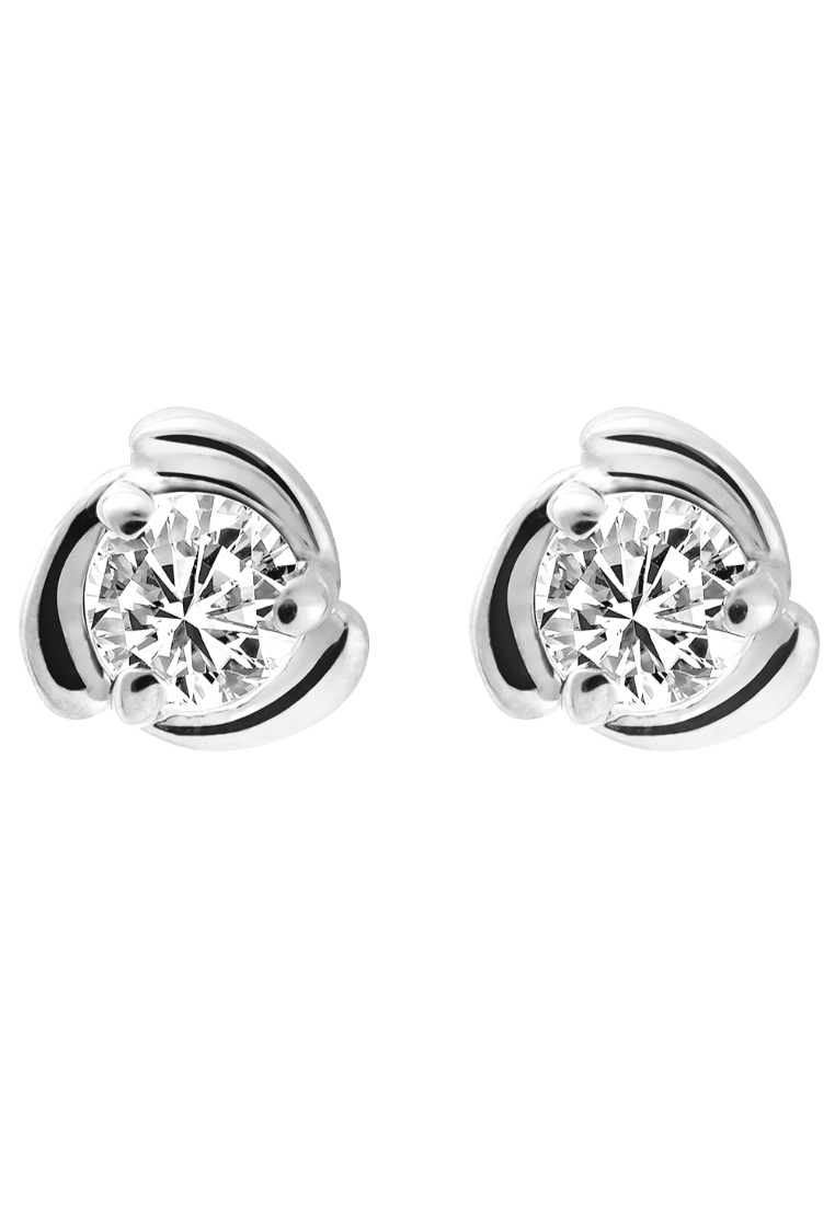 Krystal Couture KRYSTAL COUTURE Swirl Solitaire Studs Embellished with SWAROVSKI® crystals-White Gold/Clear