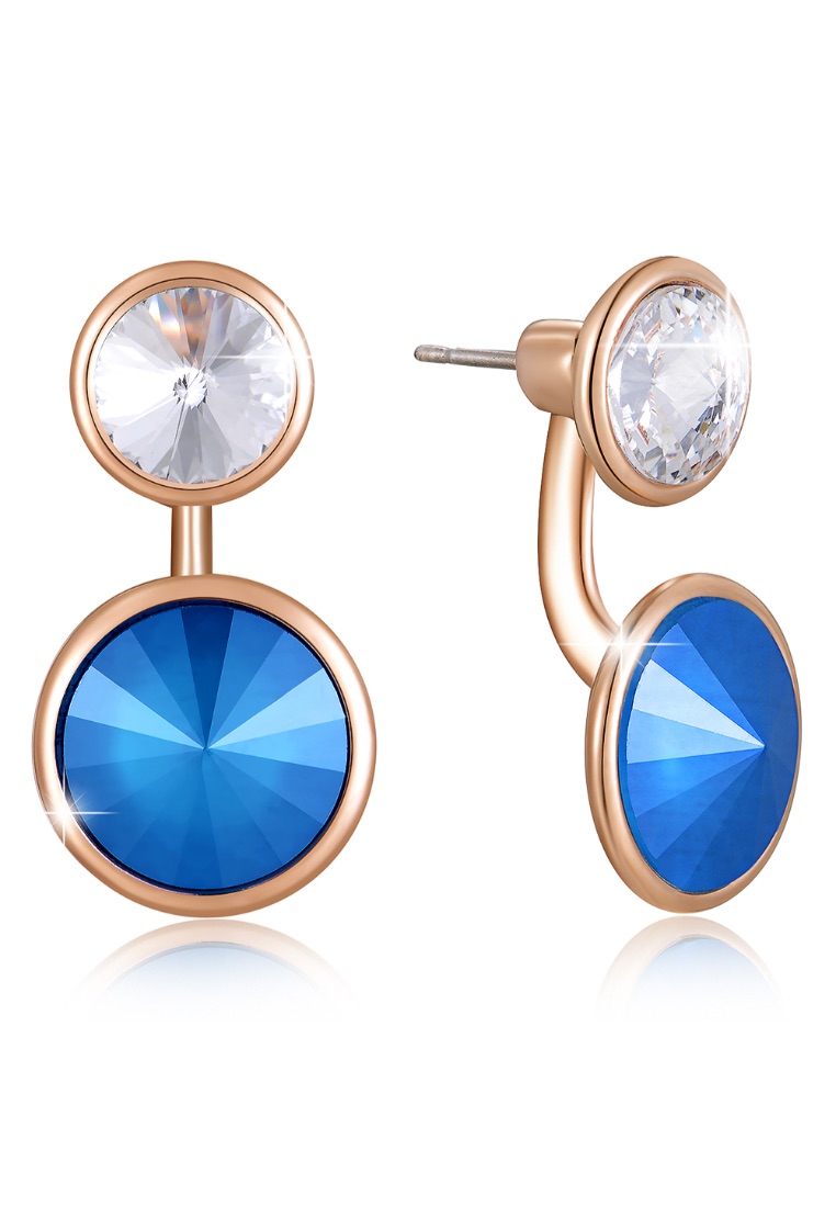 Krystal Couture KRYSTAL COUTURE Precious Duo Drop Earrings Embellished with SWAROVSKI® crystals-Rose Gold/Azare Blue