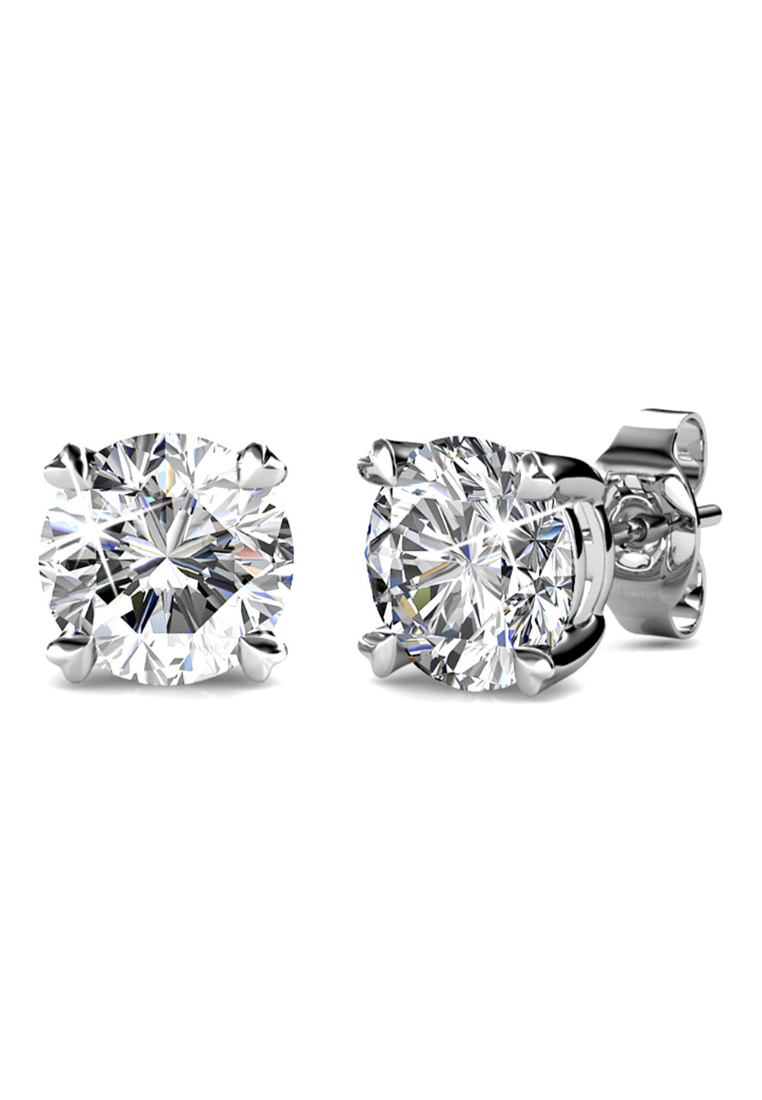 Krystal Couture KRYSTAL COUTURE Solitaire Studs Embellished with SWAROVSKI® crystals-White Gold/Clear