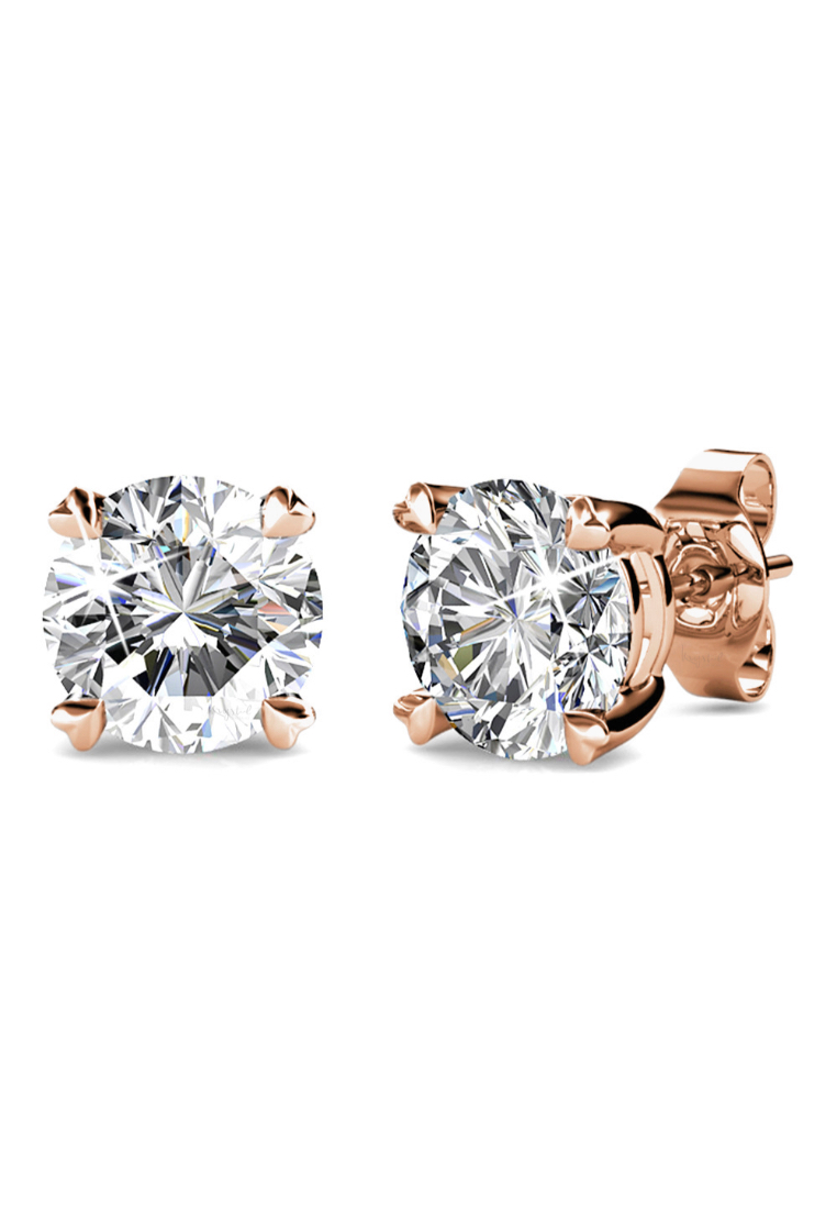 Krystal Couture KRYSTAL COUTURE Solitaire Studs Embellished with SWAROVSKI® crystals-Rose Gold/Clear