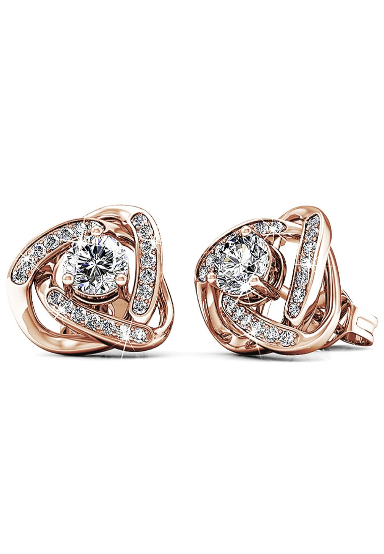 Krystal Couture KRYSTAL COUTURE Celtic Knot Stud Earrings Embellished with SWAROVSKI® crystals-Rose Gold/Clear