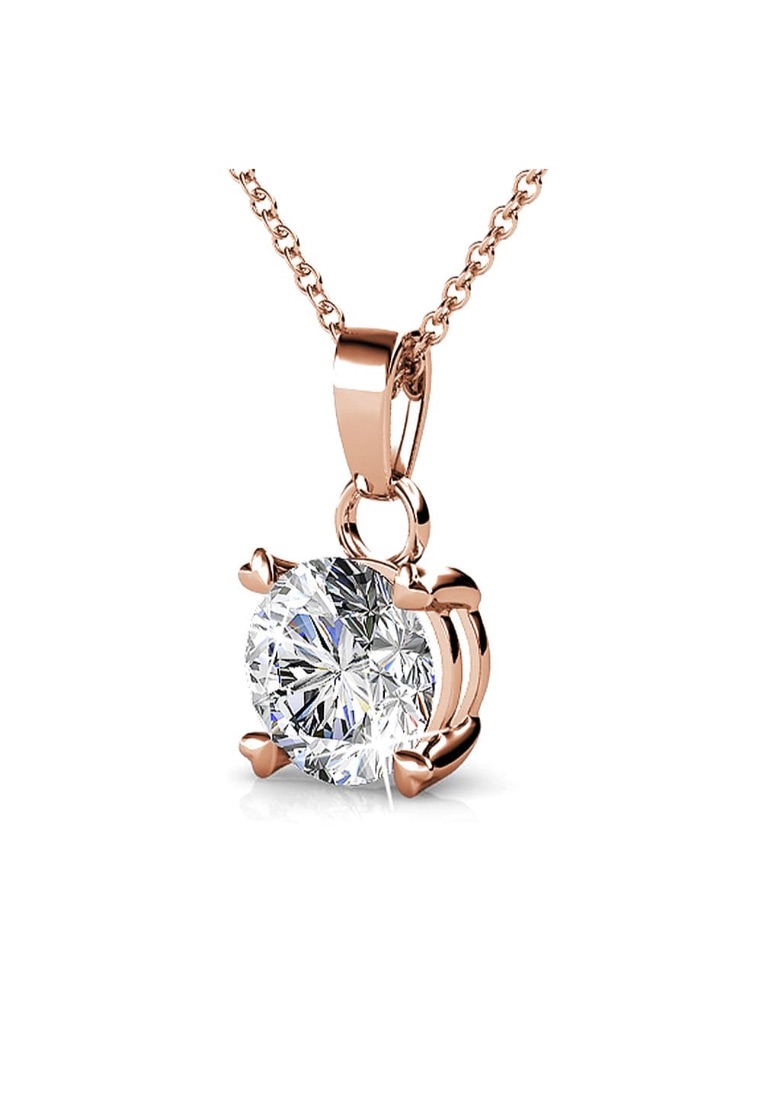 Krystal Couture KRYSTAL COUTURE Solitaire Pendant Necklace Embellished with SWAROVSKI® crystals-Rose Gold/Clear