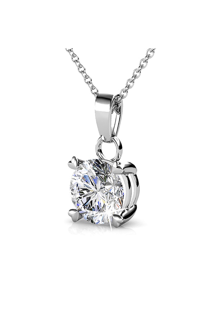 Krystal Couture KRYSTAL COUTURE Solitaire Pendant Necklace Embellished with SWAROVSKI® crystals-White Gold/Clear