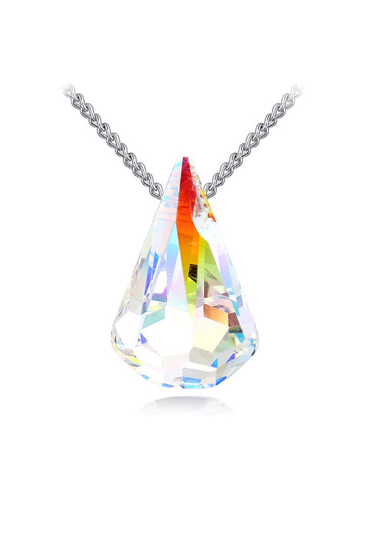Krystal Couture KRYSTAL COUTURE Briolette Ab Crystal Short Necklace Embellished with SWAROVSKI® crystals-White Gold/AB
