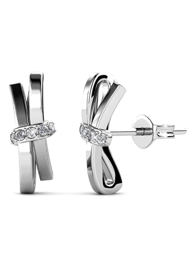 Krystal Couture KRYSTAL COUTURE White Gold Tied Up Stud Earrings Embellished with SWAROVSKI® Crystals