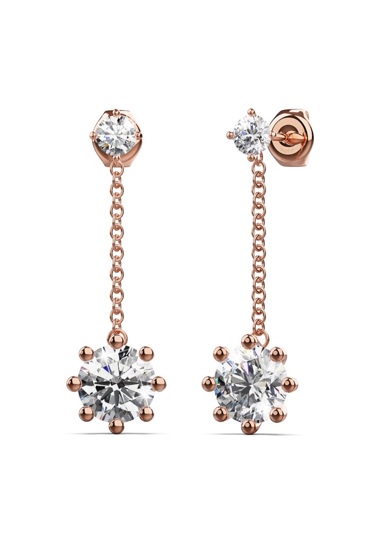 Krystal Couture KRYSTAL COUTURE Rose Gold Duo Stones Dangle Earrings Embellished with SWAROVSKI® Crystals