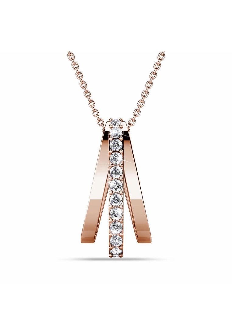Krystal Couture KRYSTAL COUTURE Sparkly Triple Round Necklace in Rose Gold Adorned With SWAROVSKI® Crystals