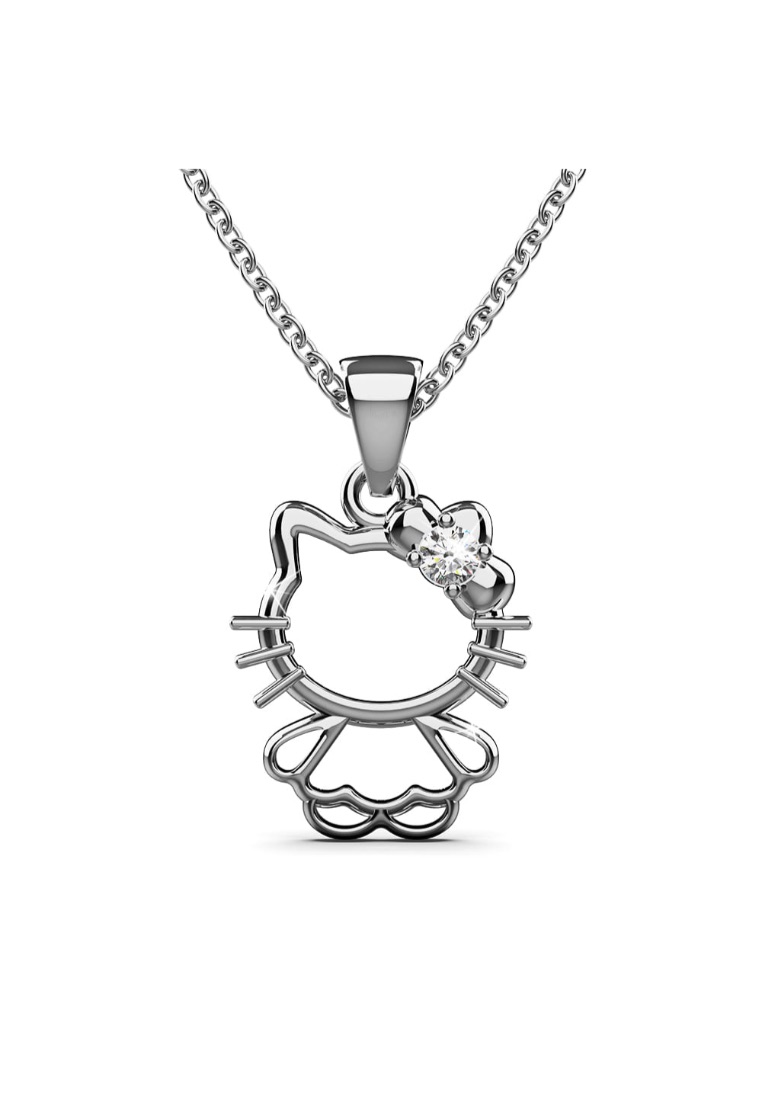 Krystal Couture KRYSTAL COUTURE Hello Kitty Pendant Necklace in White Gold Embellished with SWAROVSKI® Crystals