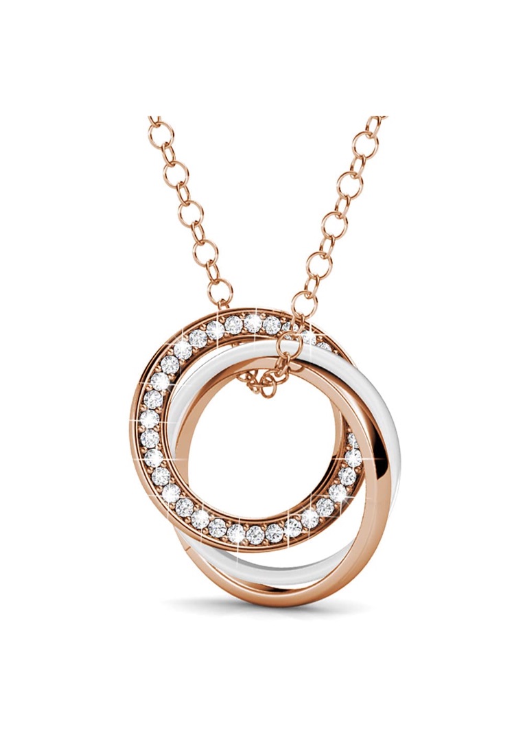 Krystal Couture KRYSTAL COUTURE Rose Gold Triple Interlocking Ring White Pendant Necklace Embellished with SWAROVSKI® Crystals