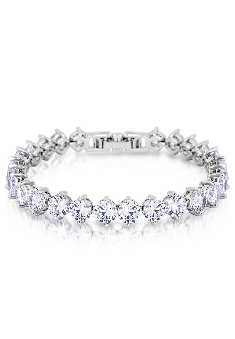 Krystal Couture KRYSTAL COUTURE Tiffany's Tennis Bracelet-White Gold/Clear