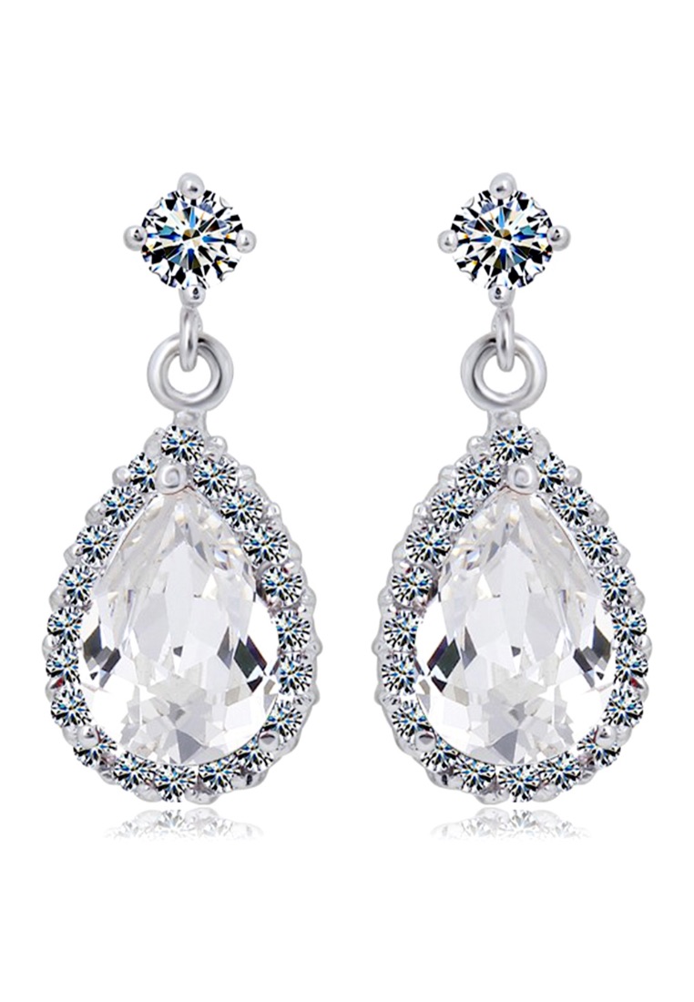 Krystal Couture KRYSTAL COUTURE Isabelle Drop Earrings-White Gold/Clear