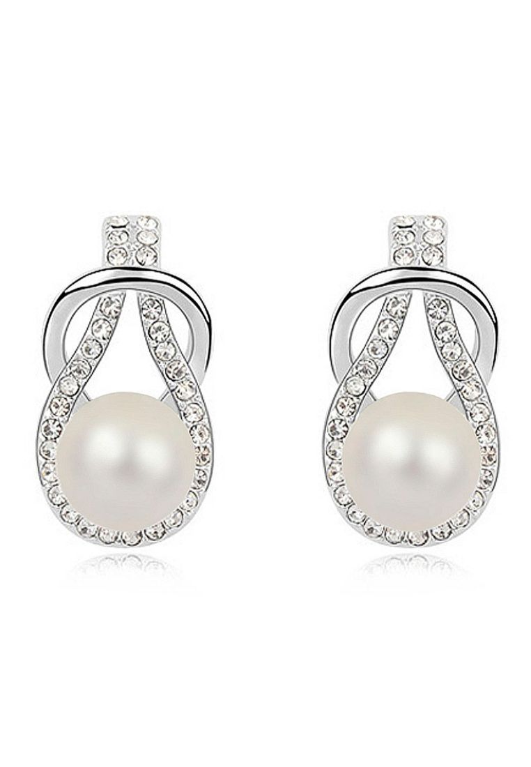 Krystal Couture ALPHA PEARLS Pearl Drop Earrings White Embellished with SWAROVSKI®Crystal Pearls