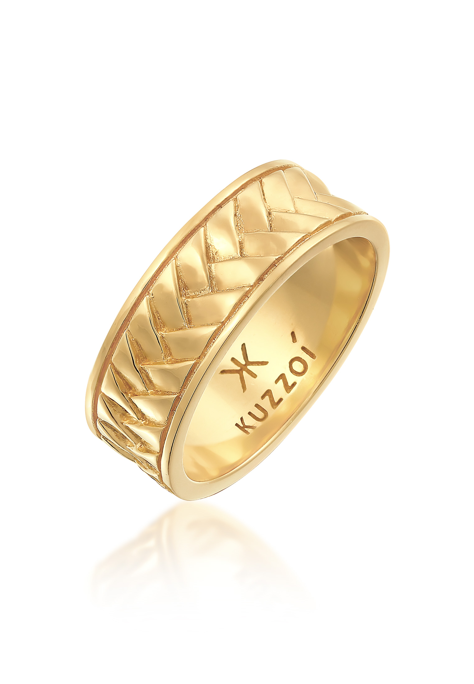 Kuzzoi 戒指男子人字形復古看起來像鍍金
