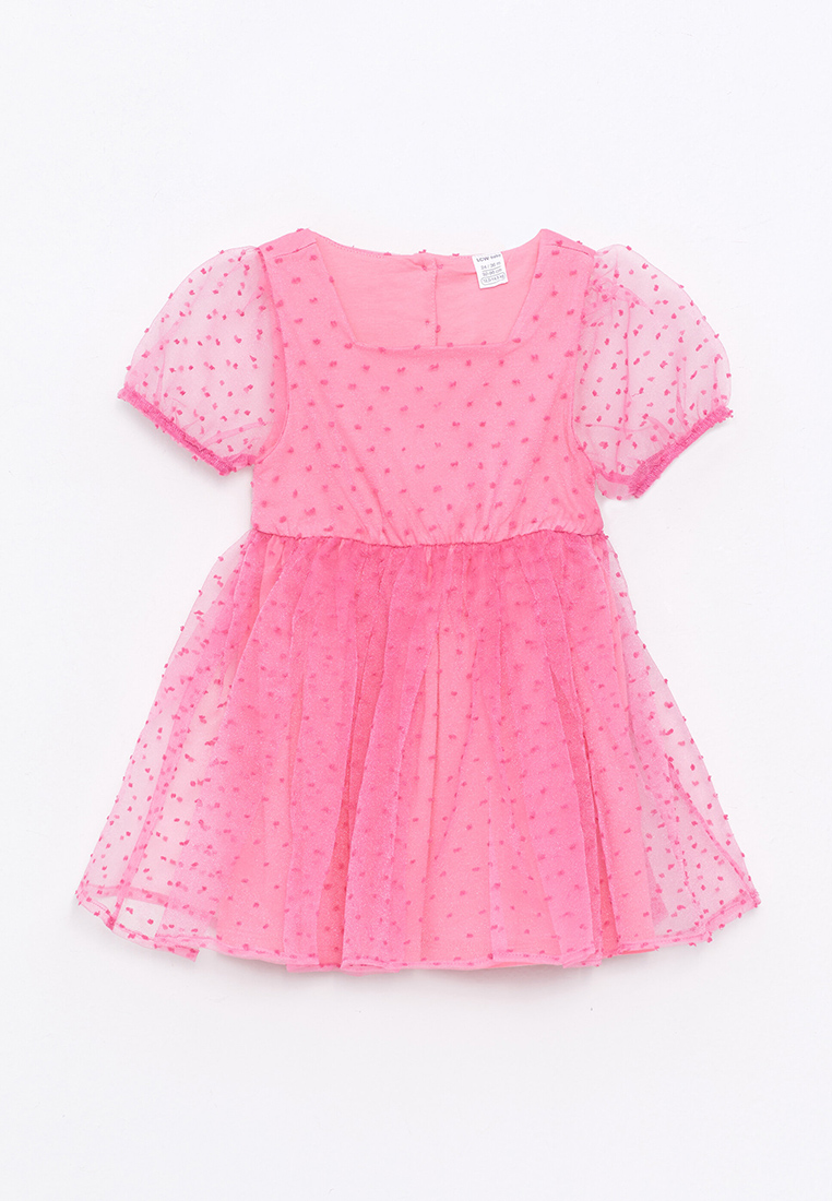 LC WAIKIKI Square Collar Short Sleeve Patterned Baby Girl Dress