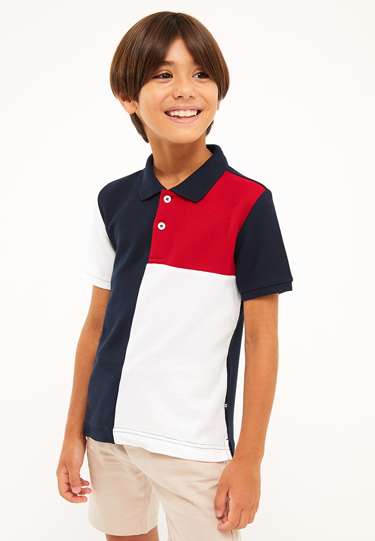 LC WAIKIKI Polo Neck Color Block Short Sleeve Boy T-Shirt