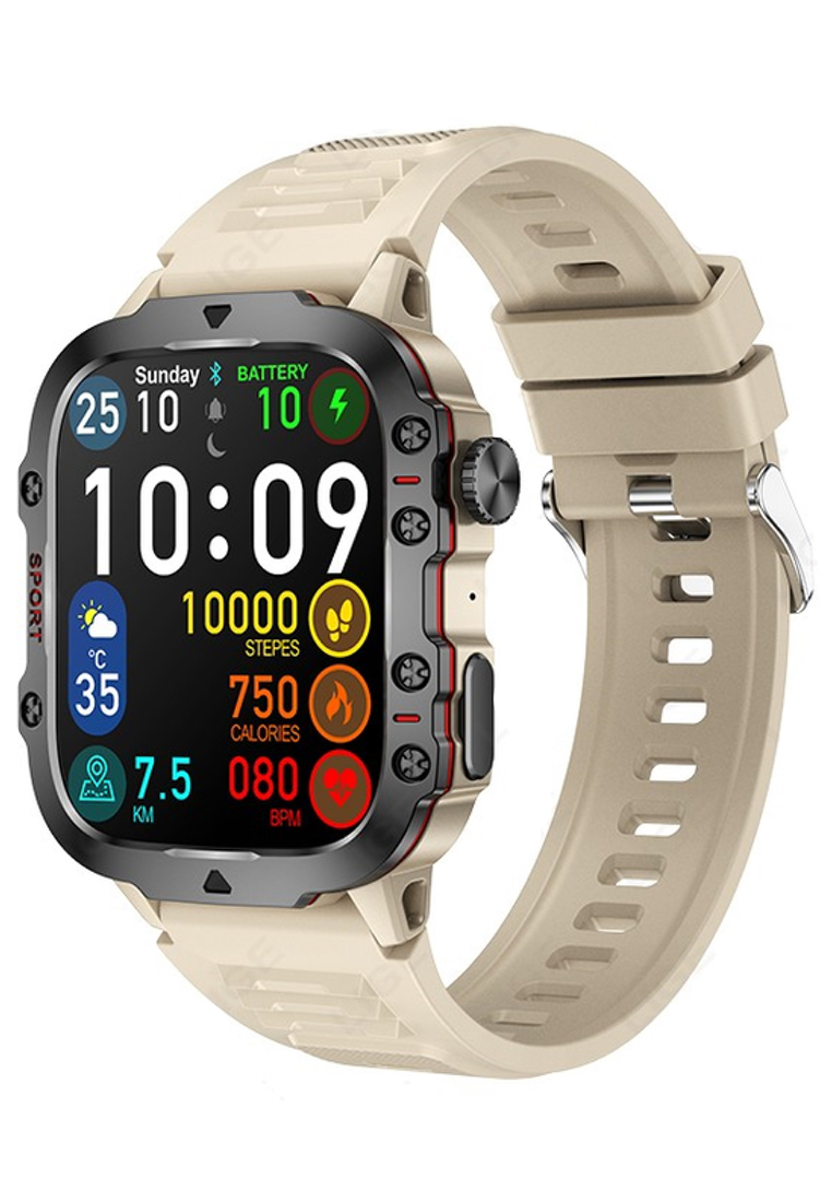 LIGE 新款男女通用智慧手錶 - 藍牙通話 - 1.96 吋高清螢幕 240x282 - Android/IOS - 3ATM 防水 - 血壓監測 - 橡膠錶帶