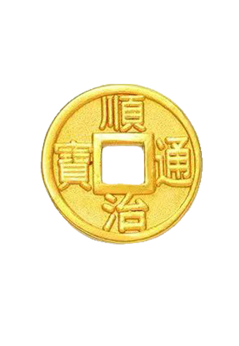 [SPECIAL] LITZ 999 (24K) Gold Coin Charm 錢幣-順治 EPC0958B (0.15g+/-)