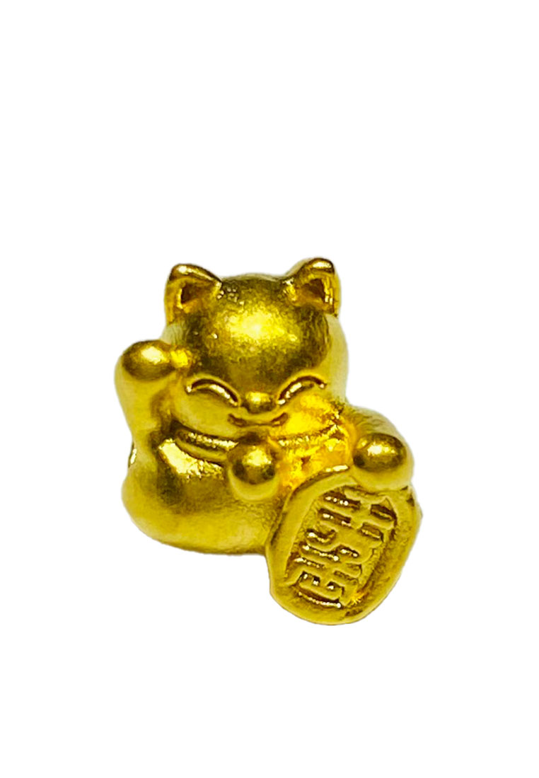 [SPECIAL] LITZ 999 (24K) Gold Lucky Cat Charm 招財貓 EPC0157SS (0.11g+/-)