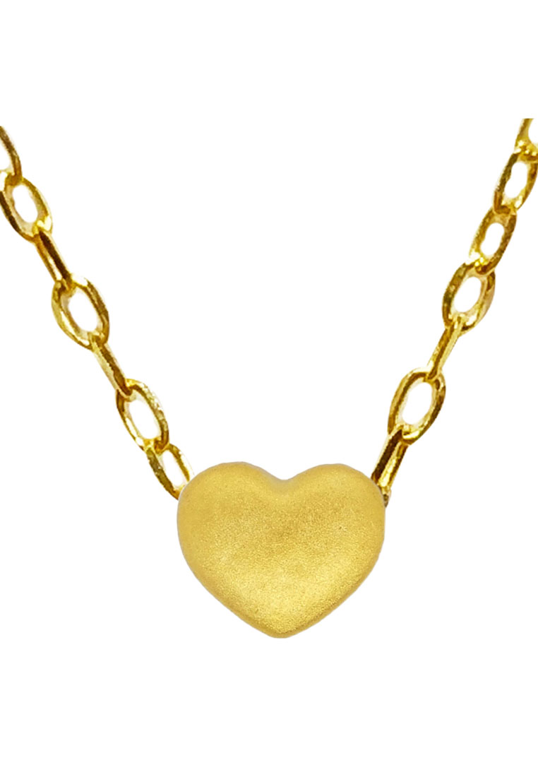 [SPECIAL] LITZ 999 (24K) Gold Love with 14K Gold Plated 925 Silver Chain 愛心項鍊 EPC0893-SN