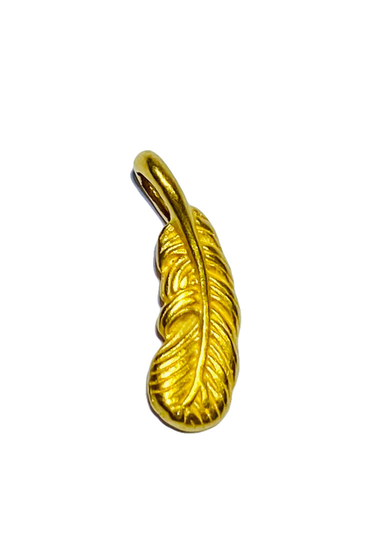 [SPECIAL] LITZ 999 (24K) Gold Feather Pendant 羽毛 EP0270（0.07g+/-）