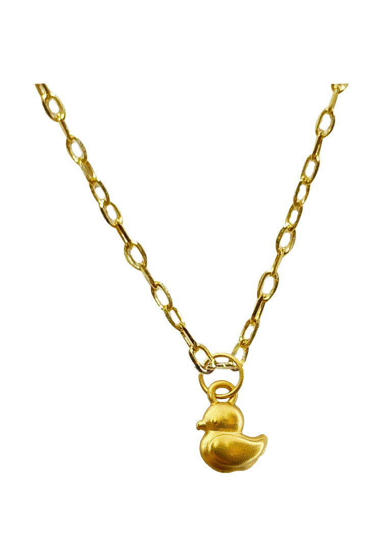 [SPECIAL] LITZ 999 (24K) Gold Duck Pendant With 9K Yellow Gold Chain EP0302-N