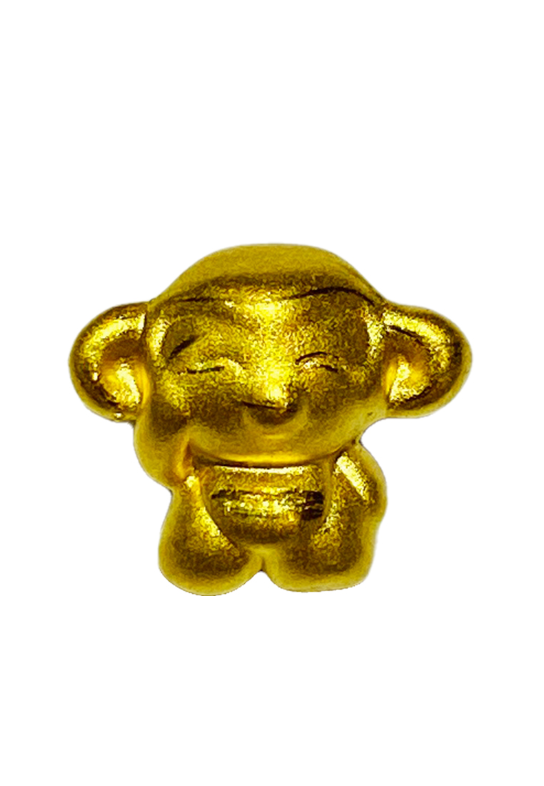 LITZ 999 (24K) Gold Zodiac Monkey Charm 生肖猴 EPC1063（0.62g+/-）