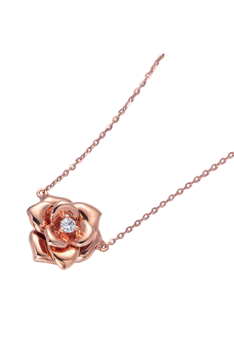 [ Free Necklace ] LITZ 18K Rose Gold Diamond Pendant IS-P17533 (2.28g+/-)