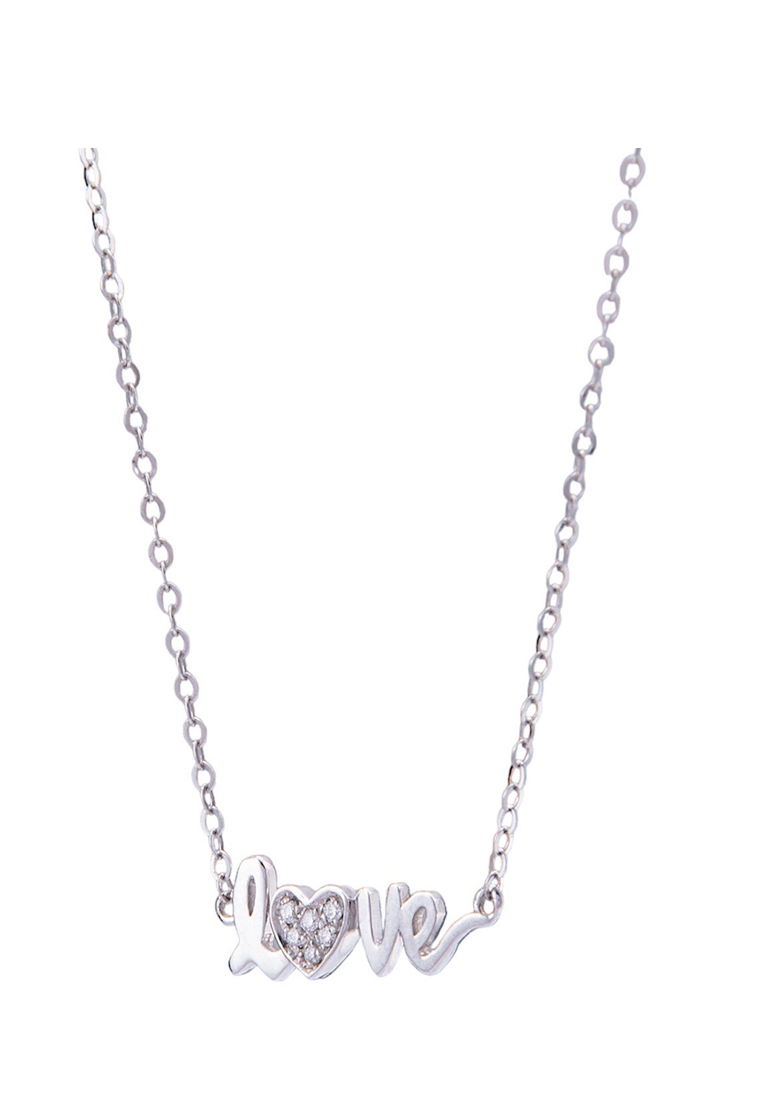 [ Free Necklace ] LITZ 18K White Gold Diamond Love Pendant C-DC37 (1.32g+/-)